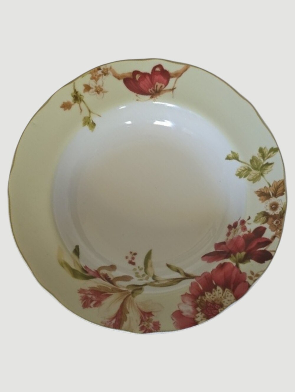 222 Fifth Summer Botanical‎ Porcelain Bowl Plate About 9" Art Floral
